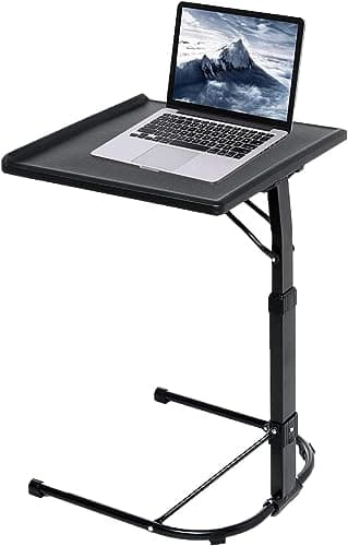 GBS Folding Laptop Table, Foldable & Adjustable Height with Tilt Angle, Multi-Functional Folding TV Tray, Standing Desk Side Table (Black)