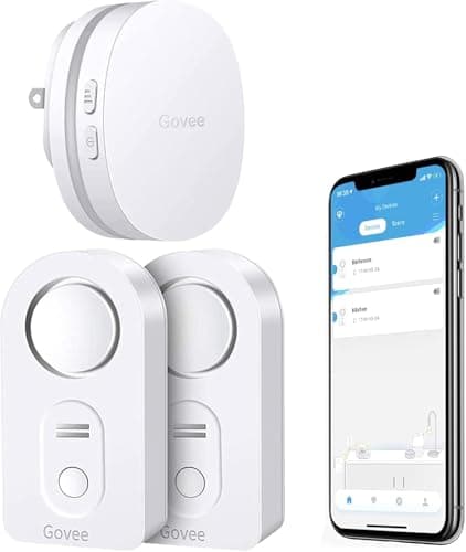 WiFi Water Sensor 2 Pack, 100dB Adjustable Alarm and App Notifications, Leak and Drip Alerts by Email, Detector for Home, Bedrooms, Basement, Kitchen, Bathroom, Laundry(Not Support 5G WiFi)