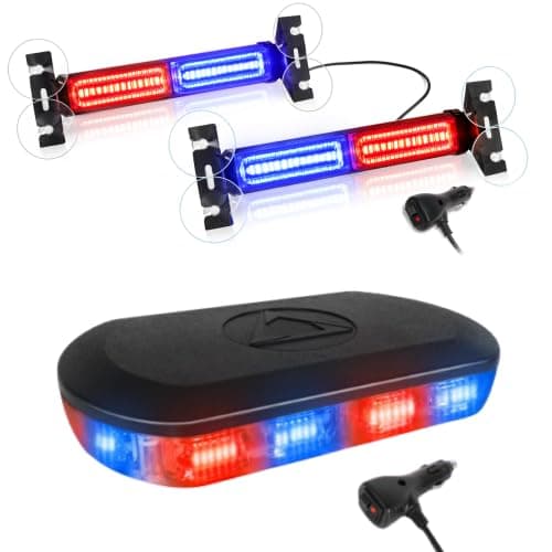HLautoBundle-2 Items: 1002L Emergency Strobe Traffic Advisor Light Bar, 40LED 2x10.7 Safety Warning Light (Red Blue) + 700A Rooftop Emergency Strobe Lights Bar, 72 LED Beacon Safety Flashing Traffic