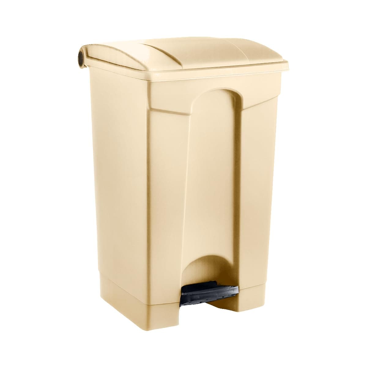 Plastic Garbage Bin with Foot Pedal, Hands-Free Garbage Can, Beige, 23 Gallon Rectangular Step-On Commercial Trash Can for Restaurant/Office/Kitchen