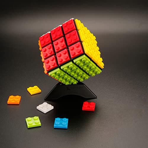 Speed Magic Rubix Cube 3x3 Build-on Brick Smooth Turning Magic Cube Brain Teaser Puzzle and Building Bricks Toy Desk Toy Great Gift for Legos and Rubix Fan (Brick Separator Included)