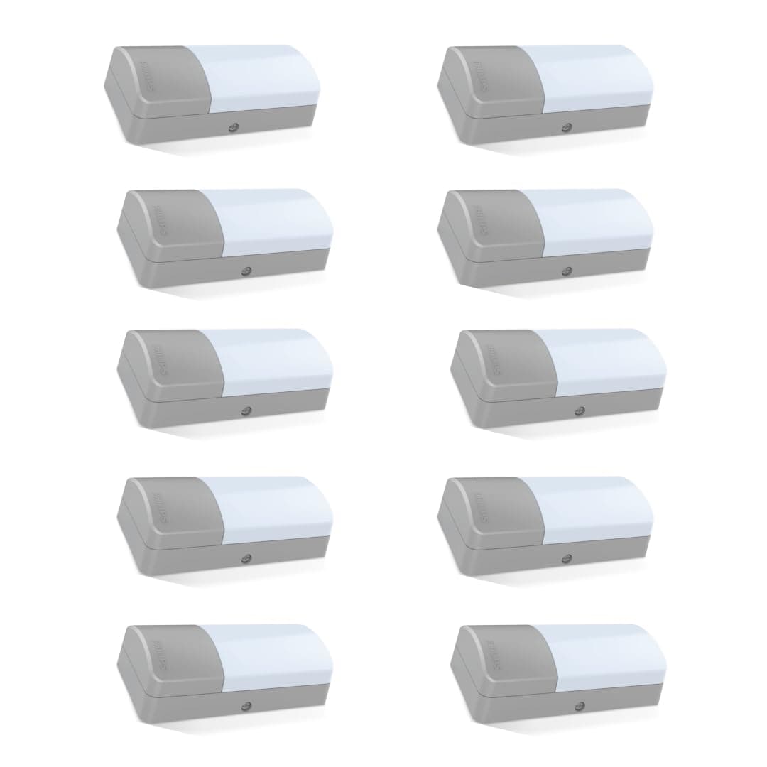 PHILIPS 6-Watt LED Bulk Head Light |WT202W LED6S Bulk Head Light for Office, Shop & Outdoor Lighting | Colour : Crystal White, Pack of 10