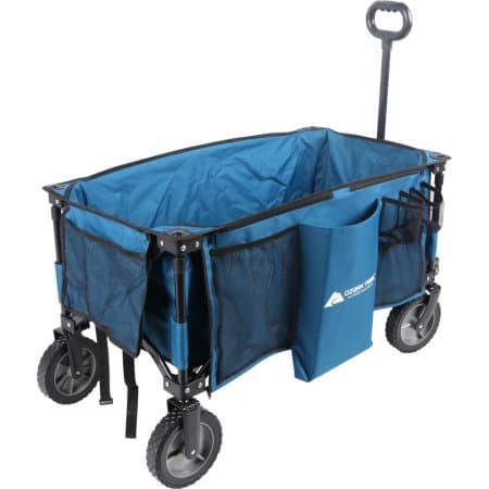 Portable and Durable OZARK TRAIL FOLDING WAGON With Telescoping Handle,BLUE,Perfect for Hauling All Your Essentials Around the Campsite or Garden