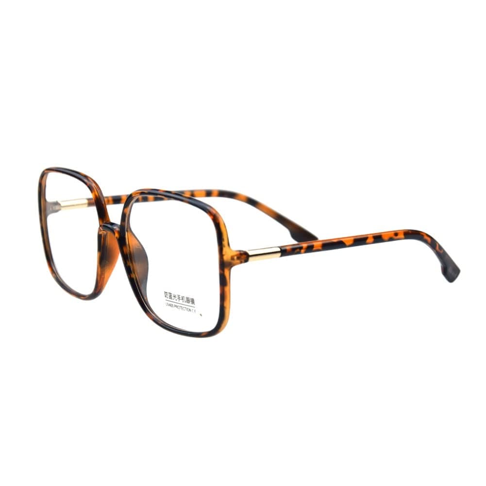 Woman's New Retro Blue Light Blocking Glasses Big frame Nerd Eyeglasses Frame Anti Blue Ray Computer Game Glasses Leopard