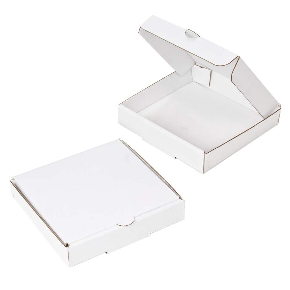 Chica and Jo 5" Small White Mini Pizza Boxes (8 pack) - 5x5 Cookie Boxes, Square Flat Cardboard Box Made in USA