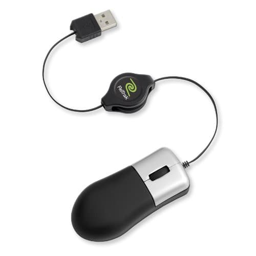 ReTrakRetractable Optical Mouse, Black and Silver (ETMOUSER)