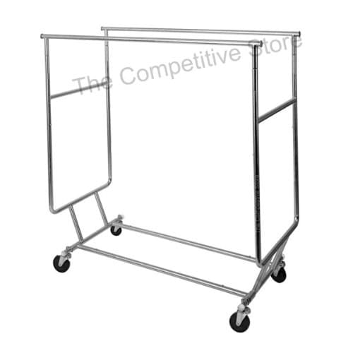 Collapsible Salesman Rolling Rack with Double Hangrail