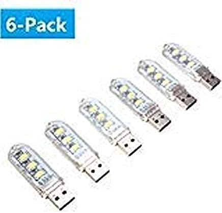 6 PCS Mini LED USB Light Lamp, Ebyphan Stylish Night Lights, USB LED Lamps for PC Laptop Computer Keyboard (Bright Book Light, Cool White Lihgt)