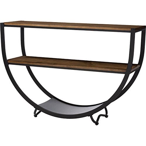 Mercury Row Rustic Industrial Style Shuffler Console Table Made w/Manufactured Wood and Metal in Oak and Antique Black Finish 34'' H x 50'' W x 15'' D in.