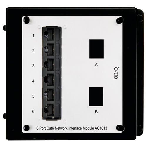 Legrand - OnQ 6 Port Cat 5e Interface Module with RJ45, Keystone Openings Labeled A and B, Ports Labeled 1 Through 6, Black, AC1013