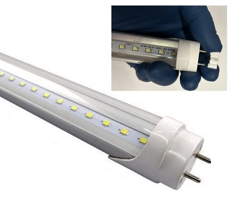 Not-a-Plug-and-Play (Type B) & Clear T8 LED Tube Light - 2FT 24-Inch 10W (18W Equivalent), Daylight 6000K, F17T8, F18T8, F20T10, F20T12/CW, Double-End Powered, Clear Cover, 85-265VAC