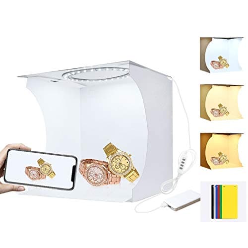 Jubilant 23cm LED Ring Light Box Photo Studio Light Box Softbox Photography Shooting Tent Kit with White/Warm/Soft Lighting & 6 Color Backdrops