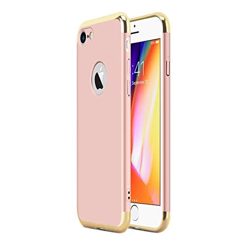 iPhone 8 Case, CASELEAF 3 in 1 Stylish Ultra Thin And Slim Hard Case {Support Wireless Charging} Coated Non Slip Matte Surface with 3 Detachable Parts for Apple iPhone 8 (2017) (Rose Gold)
