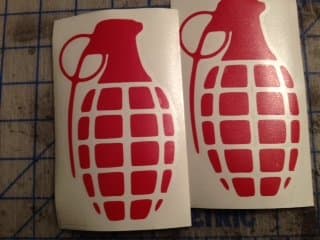 Jdm (2) Granade Sticker Decals (Color Red )