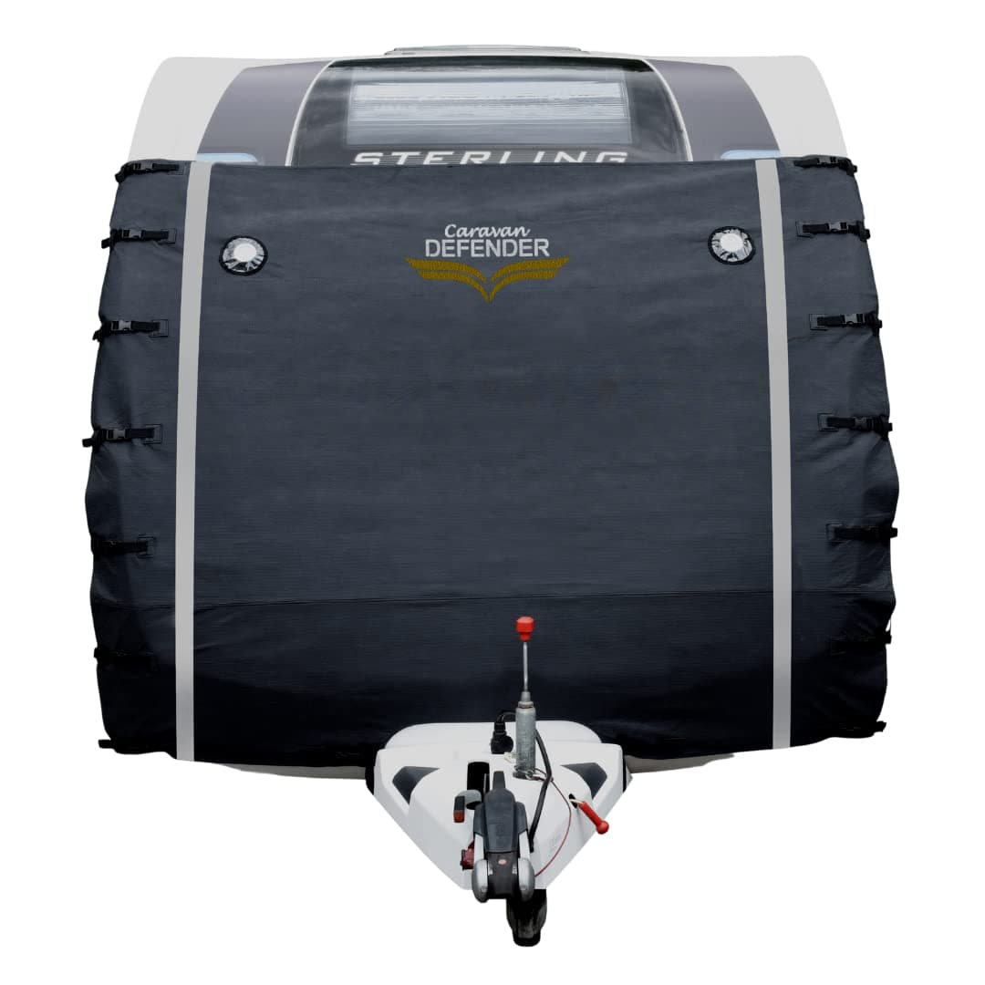 Universal Front Towing Cover with LED Lights – Window Protection with Fleeced Backing Accessories for Caravans – Dark Grey (Dark Front)