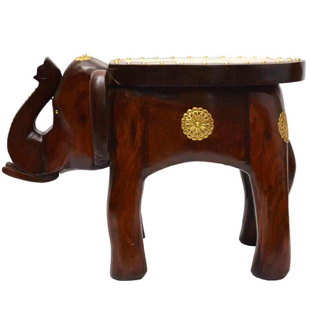 Santarms Elephant Shaped Stool with Brass Work
