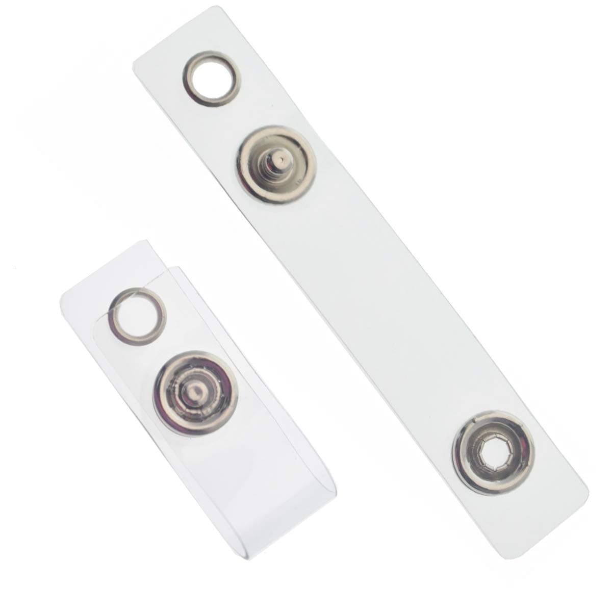 Bulk 100 Pack - Clear Vinyl Plastic ID Badge Holder Strap with Snap & Eyelet Hole (Bulk Pack) Easily Attach to Lanyards & Key Rings - Badge Strap Attachment for Badges by Specialist ID
