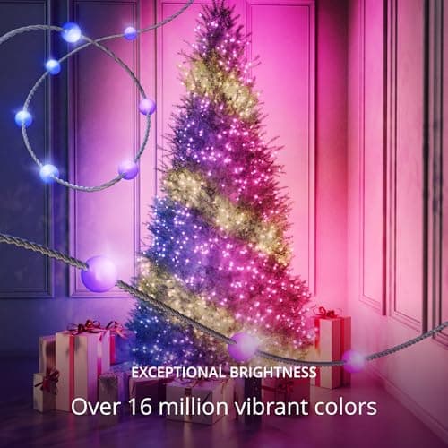 Twinkly Strings USB-C Pearls 100 LED, Pearl Shape LED Light String, Christmas Lights, RGB Multicolor LED Lights, Mappable LEDs, Compatible with Alexa, Google Home, USB-C Power, Transparent Wire, 6m
