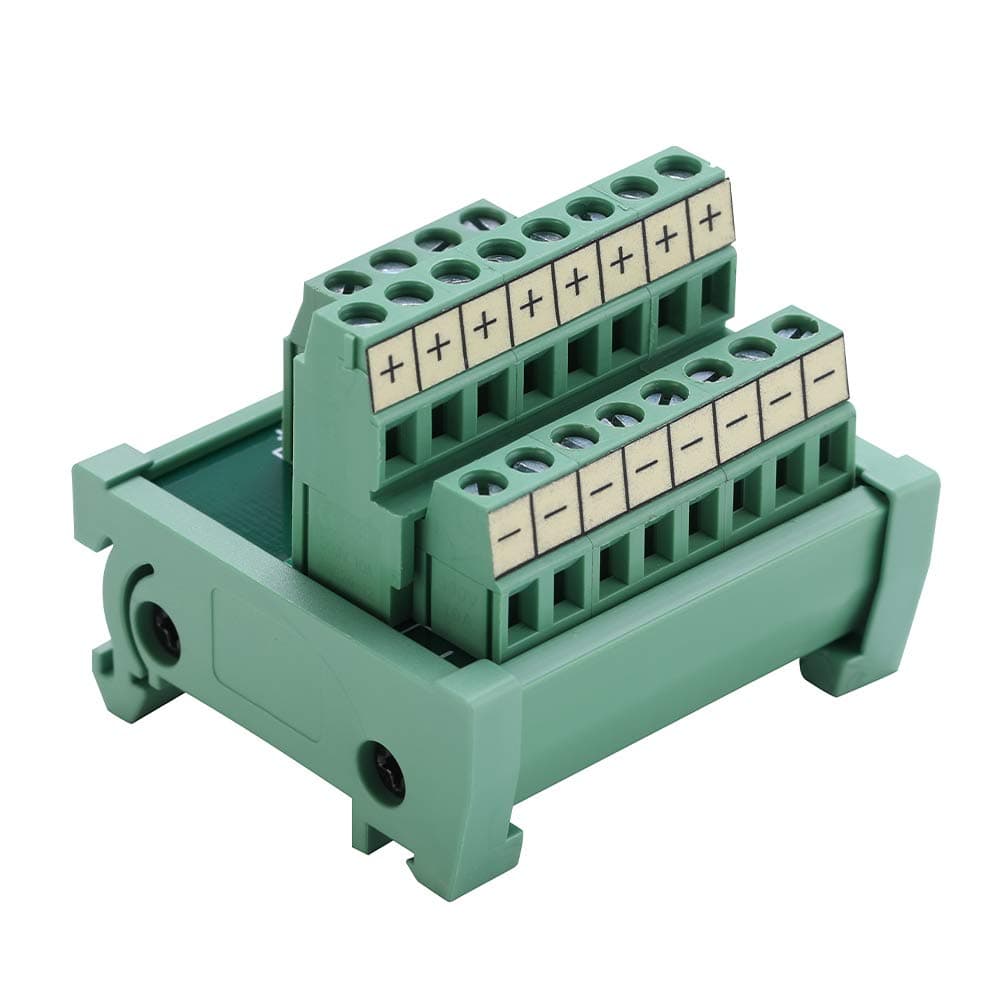 2 in 8 Out Terminal Blocks Module, 25A DIN Rail and Panel Mounting Power Distribution Breakout Board for PLC Servo Power Amplifier