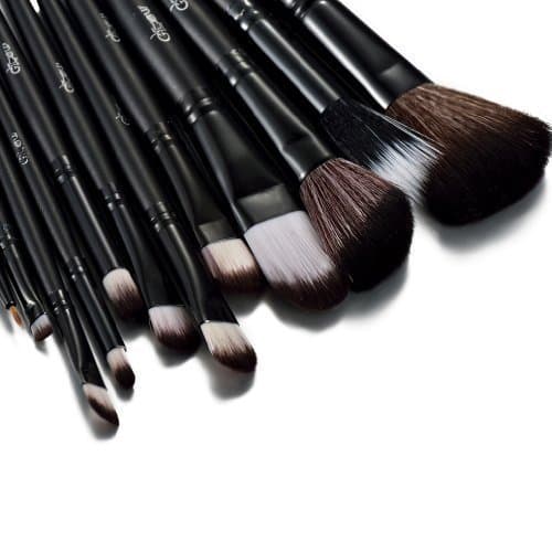 Glow 12 makeup brushes set (12 make up brush set with faux leather case, Black)