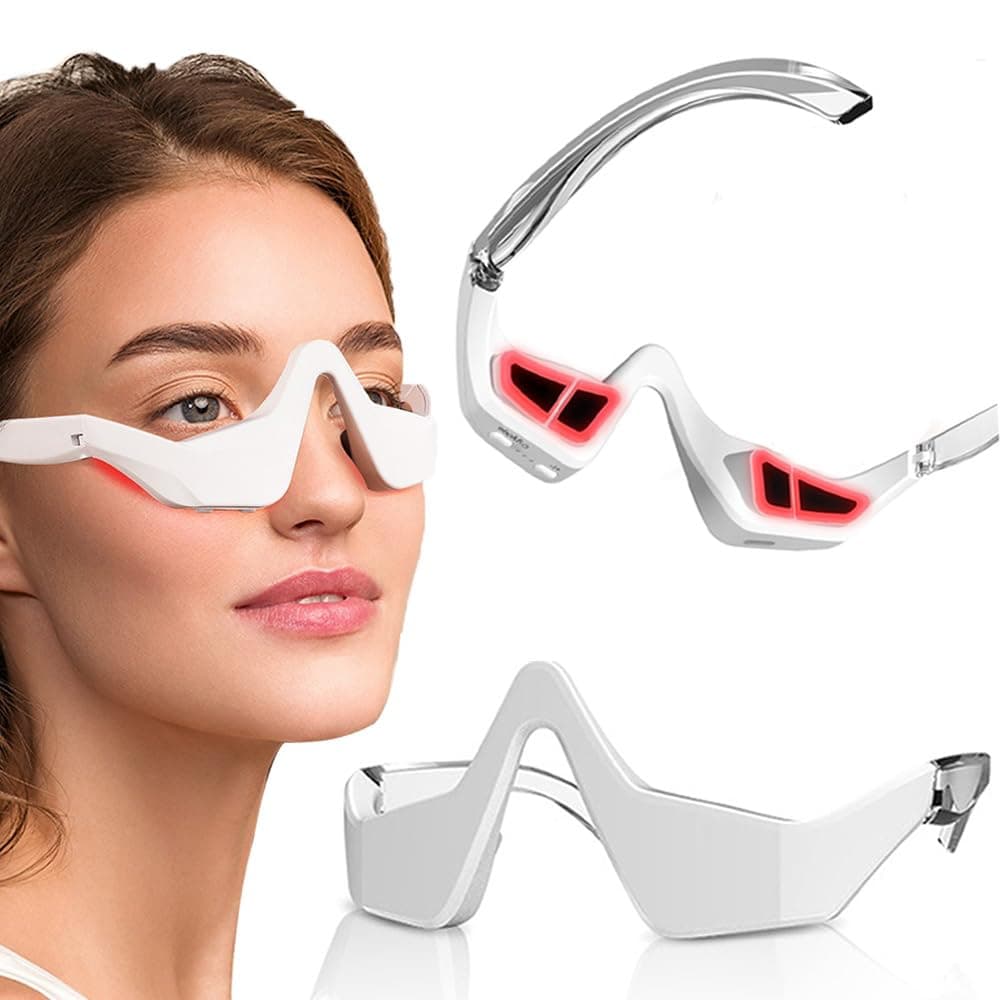 Red Light Therapy for Eyes – Microcurrent Under Eye Device for Dark Circles, Puffiness, Eye Bags, Wrinkles & Fine Lines – Hands-Free Eye Care Mask for Women & Men