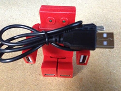 Mini Robot Shaped USB 2.0 Hi-Speed 4 Port Hub (Red)