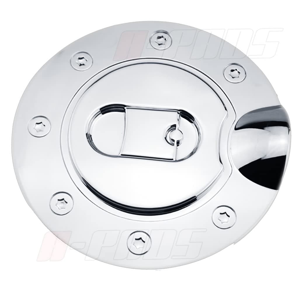 (**NOT for replacement click on, Just overlay Stick on) Compatible with Ford Chrome Gas Door Cover for 2004 05 06 07 2008 Ford F150 / F-150 - Chromed Fuel Cap Tank Cover