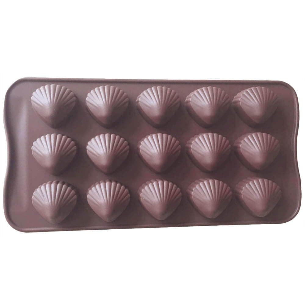 Elome Silicone Sea Shell Mold Baking Mould Ice Cube Tray for Chocolate, Soap, Candle, Madeleines, Fondant Birthday Cake Decoration and Jelly 15 Cavities