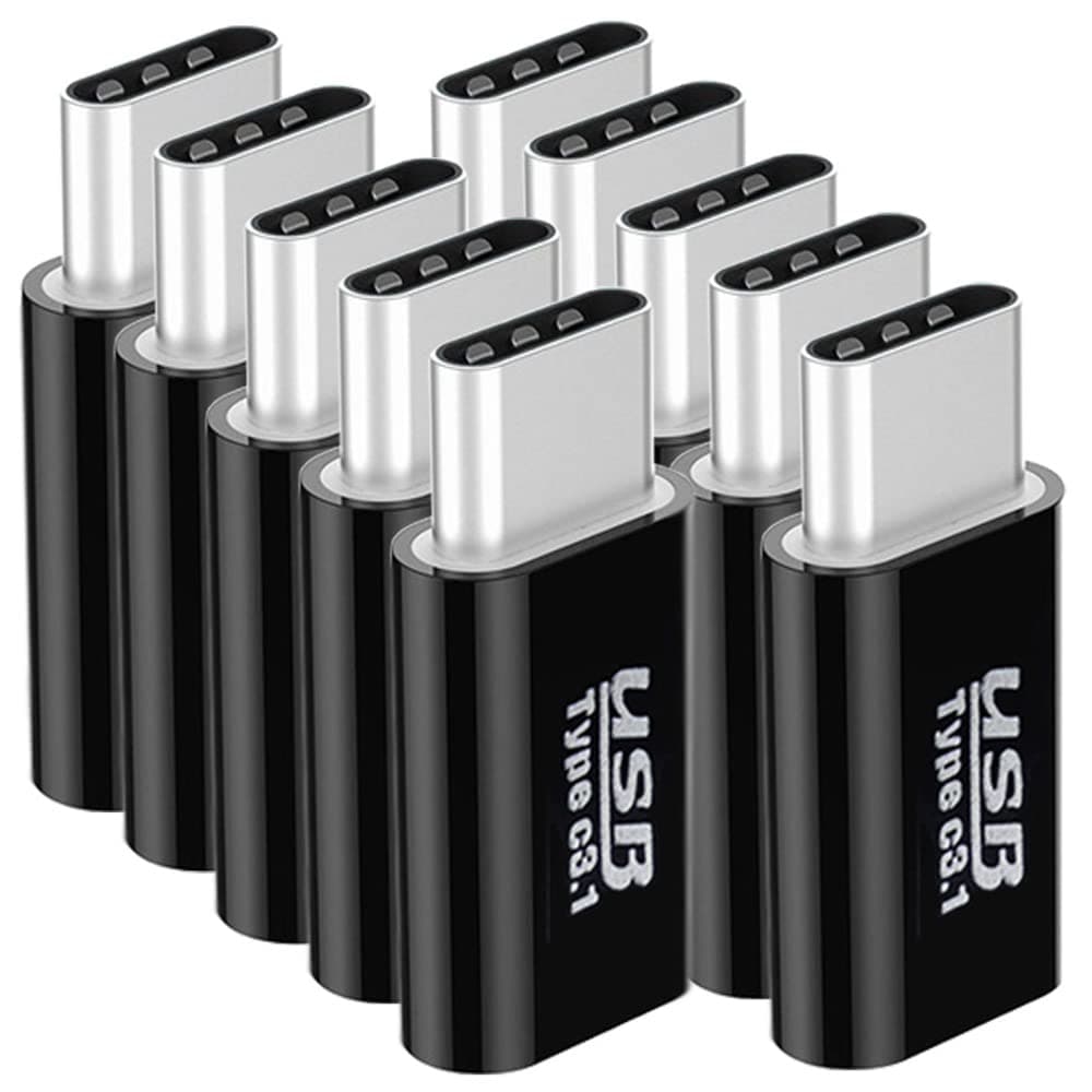 (Pack of 10) Type C Adapter, Micro USB to USB C Connector Convertor for Data Syncing and Charging,Universal for Type C Phones Pads and Other Type C Cable Supported Devices (USB C Adapter - Black)