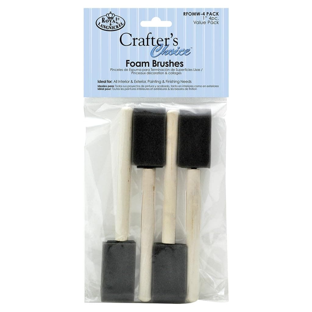 Royal & Langnickel Foam Brushes, 1" Wide, 1", RFOMW-4P