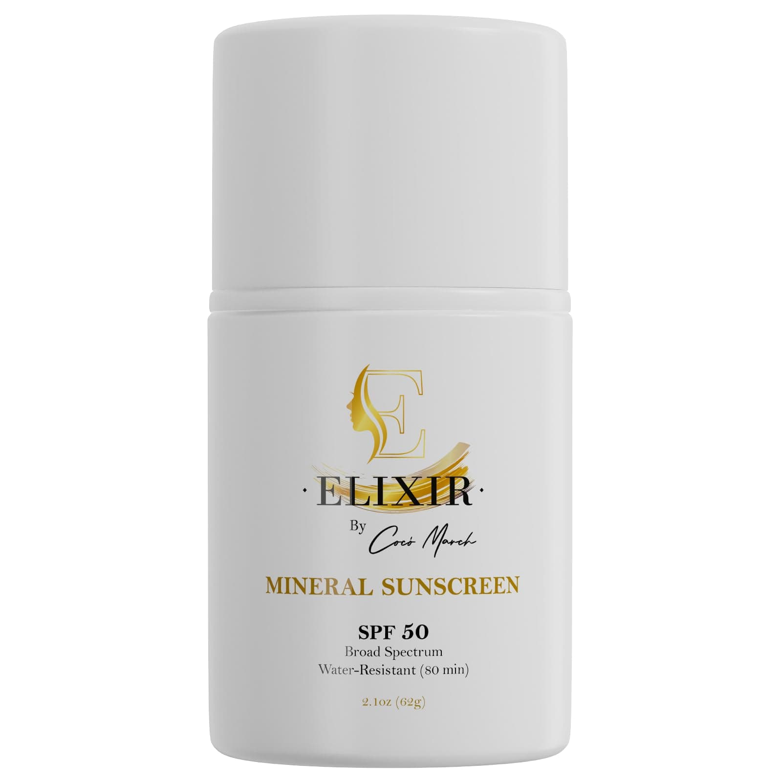 Elixir by Cocó March Mineral Sunscreen SPF 50 for Face & Body, Broad Spectrum Sun Protection, Water Resistant 80 Min, Hydrating Facial & Body Sunscreen for Adults & Kids, 2.1 oz (59 g)