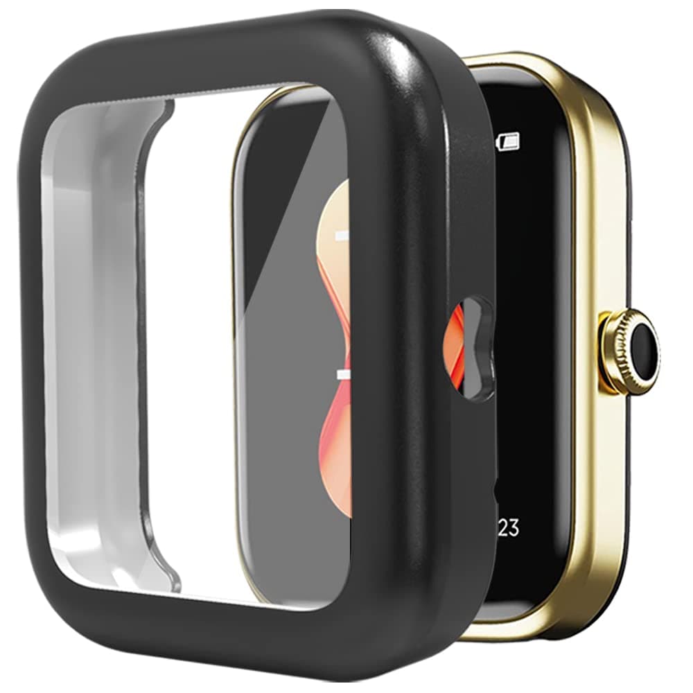 Sounce Protective Case Cover Compatible boAt Xtend Overall Protective Case TPU HD Clear Ultra-Thin Cover with Unbreakable Screen Guard (Black)