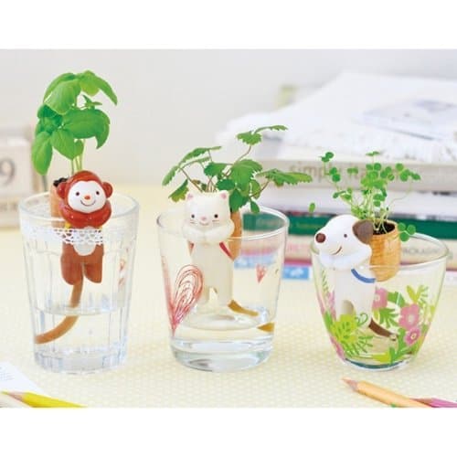 Amusing Animal's Tail Water Absorption Potted Plants Mini Green Desktop Bonsai w/ Dog + Cat + Monkey Pot and Plant Seeds by TJSpecia