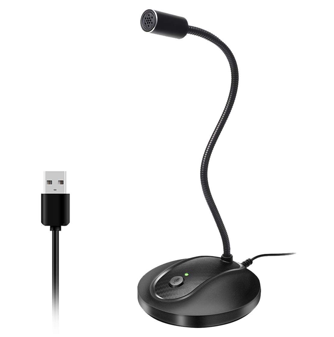 USB Desktop Microphone with Mute Button,Plug&Play Condenser,Computer, PC, Laptop, Mac, PS4 Mic LED Indicator -360 Gooseneck Design -Recording, Dictation, YouTube, Gaming, Streaming (Omnidirectional)
