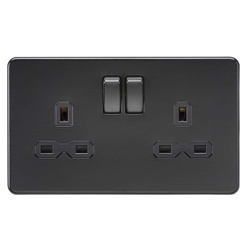 SFR900MBB 2 GANG SOCKET - MATT BLACK