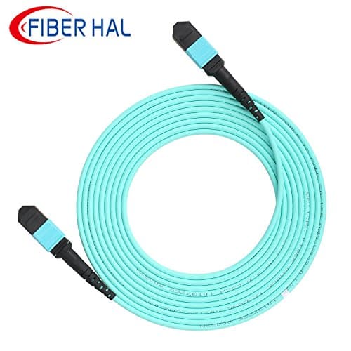 FiberHal Mpo to Mpo Fiber Optic Cable, OM3 Multimode Patch Cord for 40gb Connector, 12-core, 5-Meter(16.5ft)