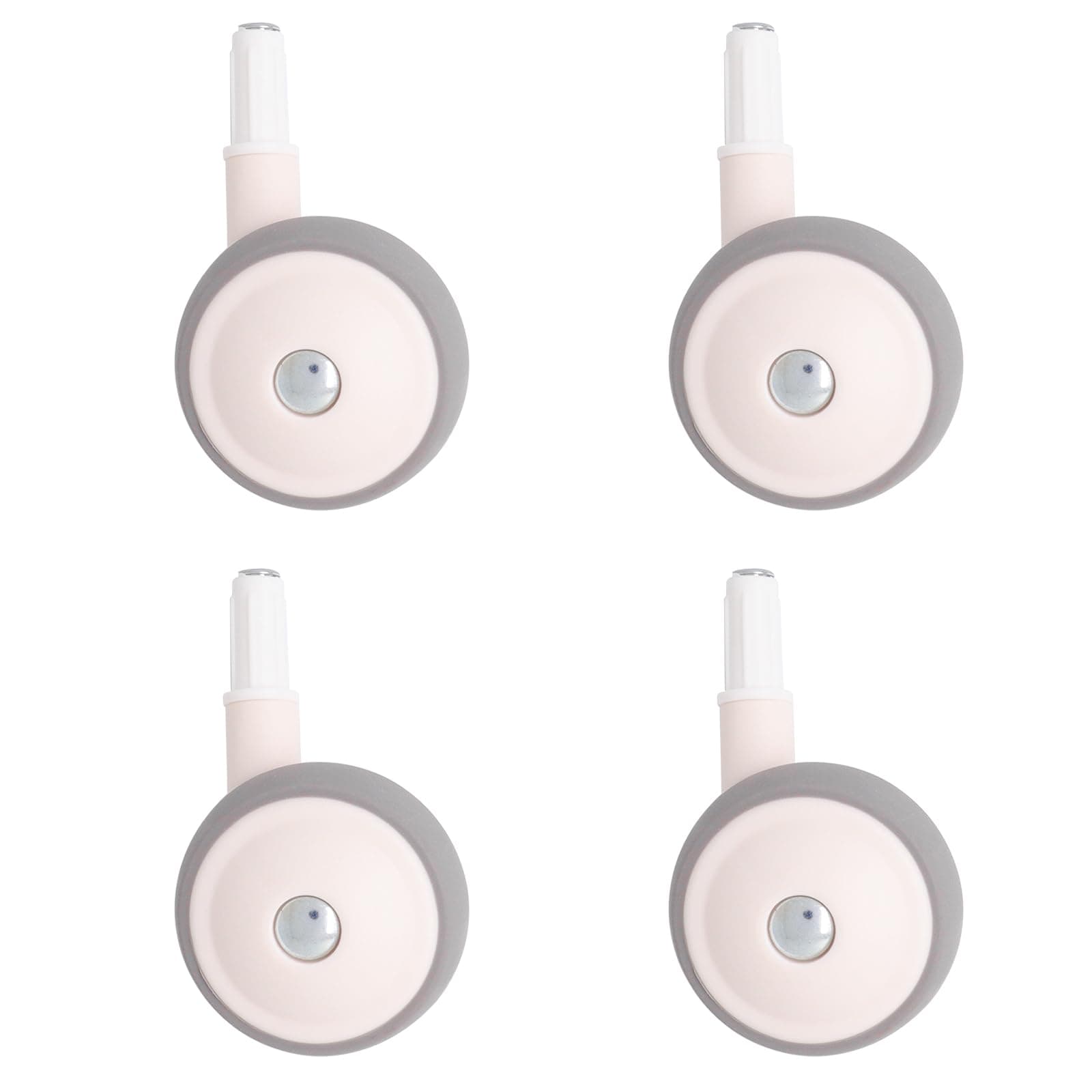 4 Pack White Universal Walker Replacement Wheels, Plastic Casters for Smooth, Easy-Install Strollers & Learning Walkers Accessories, 360° Swivel Mobility Gear Replacement Parts