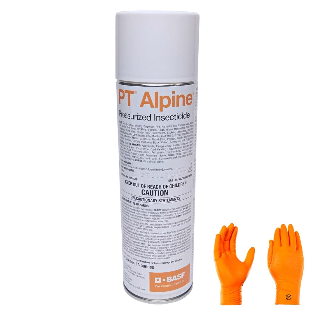 BASf PT Alpine Reduced-Risk Insecticide: Instant Control for Crawling and Flying Pests, with USA Supply Protective Gloves and USA Supply Pest Identification Card