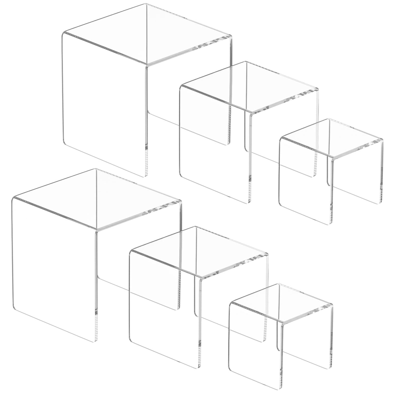 2 Set Acrylic Risers Display for Funko POP Figures,Clear Cake Stands for Candy Dessert Table Decorations-5"x6"x7"