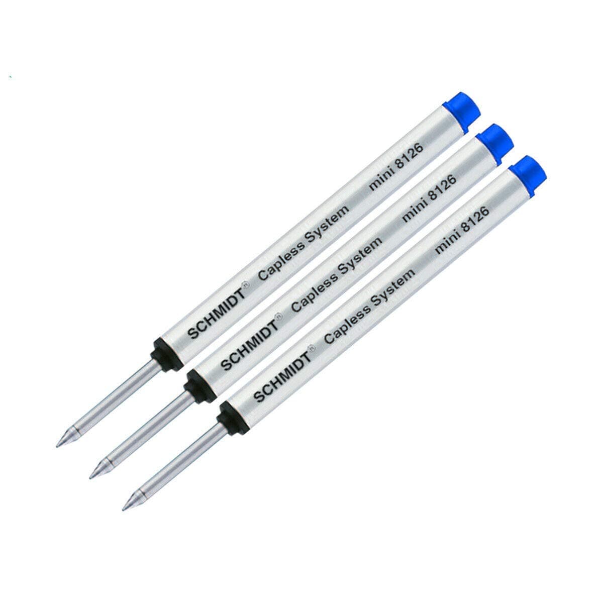 Lanier Refill Combo Pack - 3 Schmidt 8126Mini Capless System Rollerball Refill Blue Fine Tip