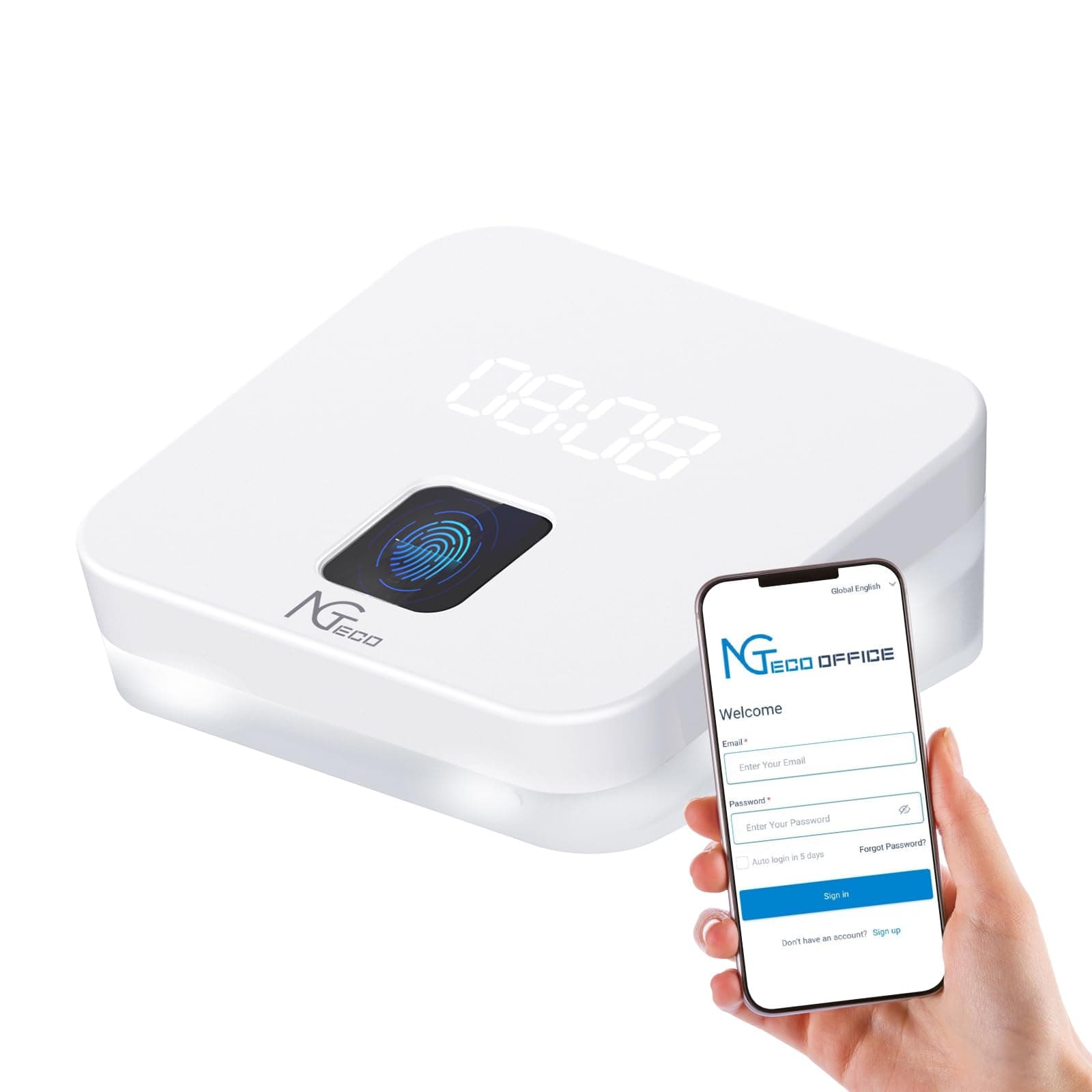 NGTeco Time Clock Cloud-Based, TC4 Fingerprint Time Clocks for Employees Small Business, 2.4G WiFi Customization Rule Clock in Machine with Remote Control Software & iOS/Android App, No Monthly Fee