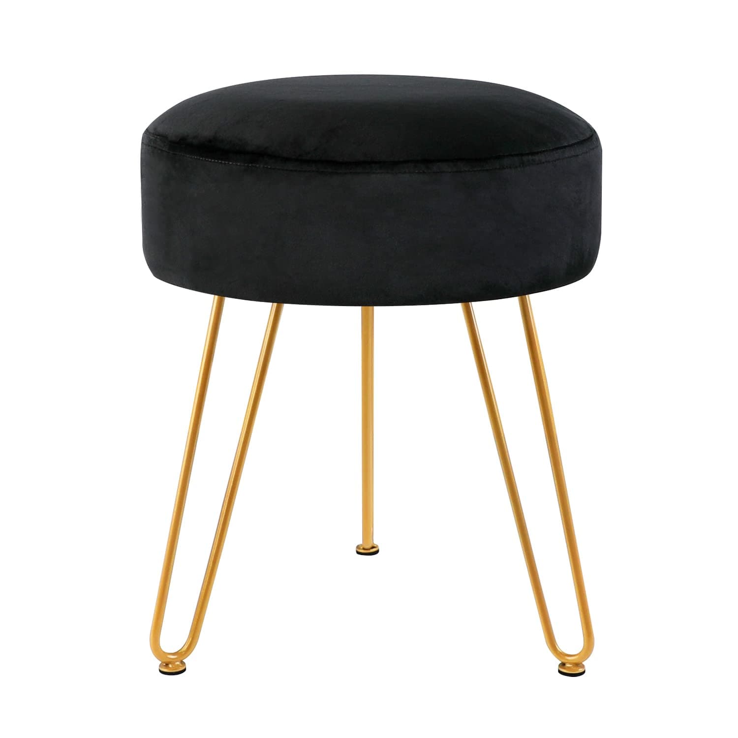 Round Velvet Footstool Black