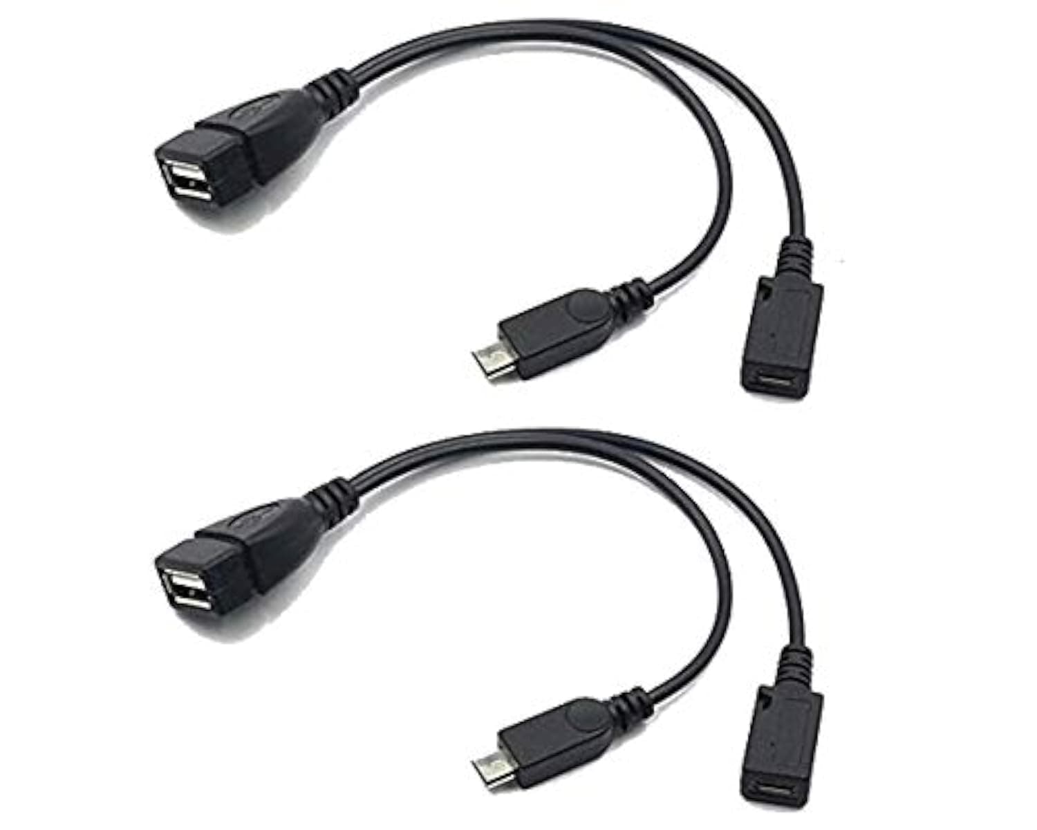 2 Pack OTG Cable Replacement for Fire Stick 4K, Amazon Fire TV, Compatible with Samsung Galaxy LG Android Phone Tablet Micro USB Host with Micro USB Power