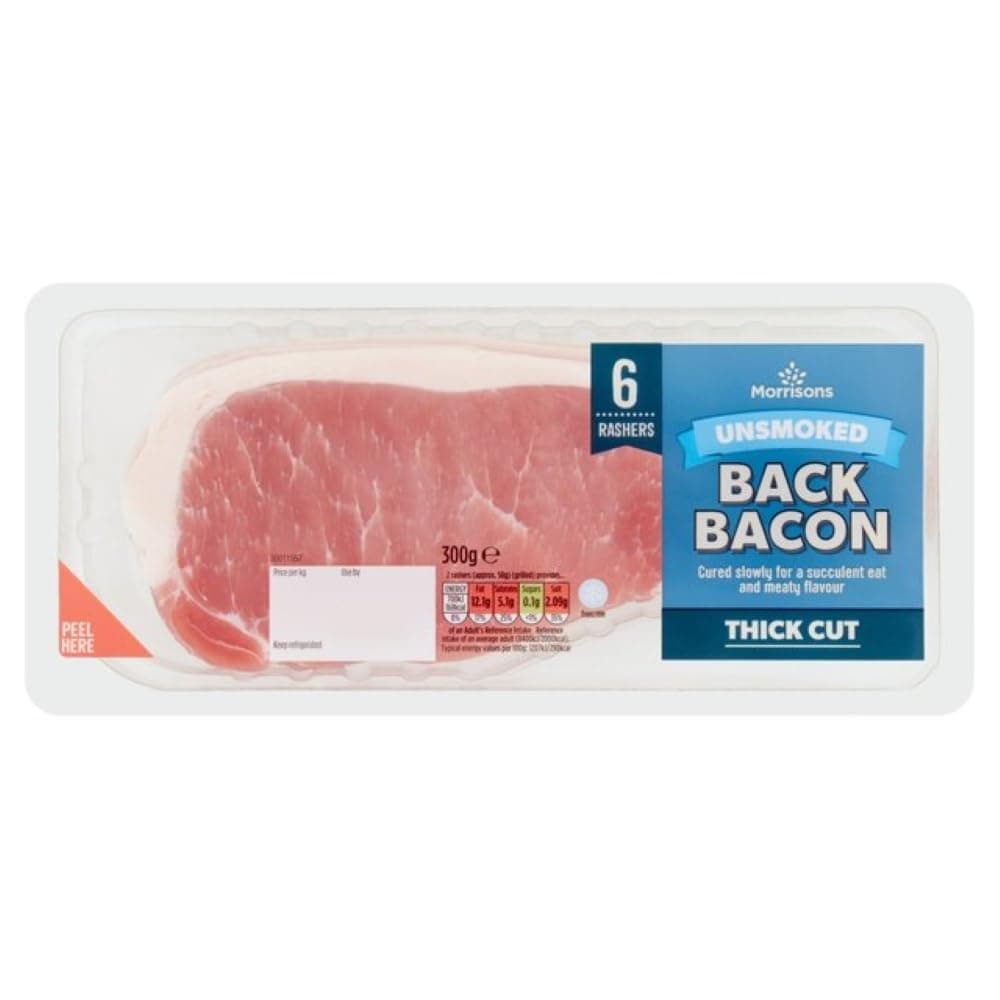 Unsmoked Thick Back Bacon 6 Rashers 300g