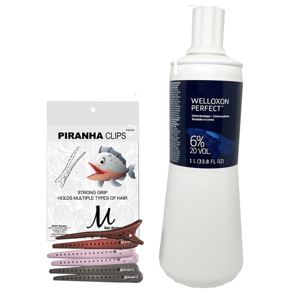 Welloxon Perfect Developer 6% / 20 Vol 33.8 Fl Oz | For Koleston Perfect Hair Color and M Hair Designs Piranha Hair Clips (Bundle)