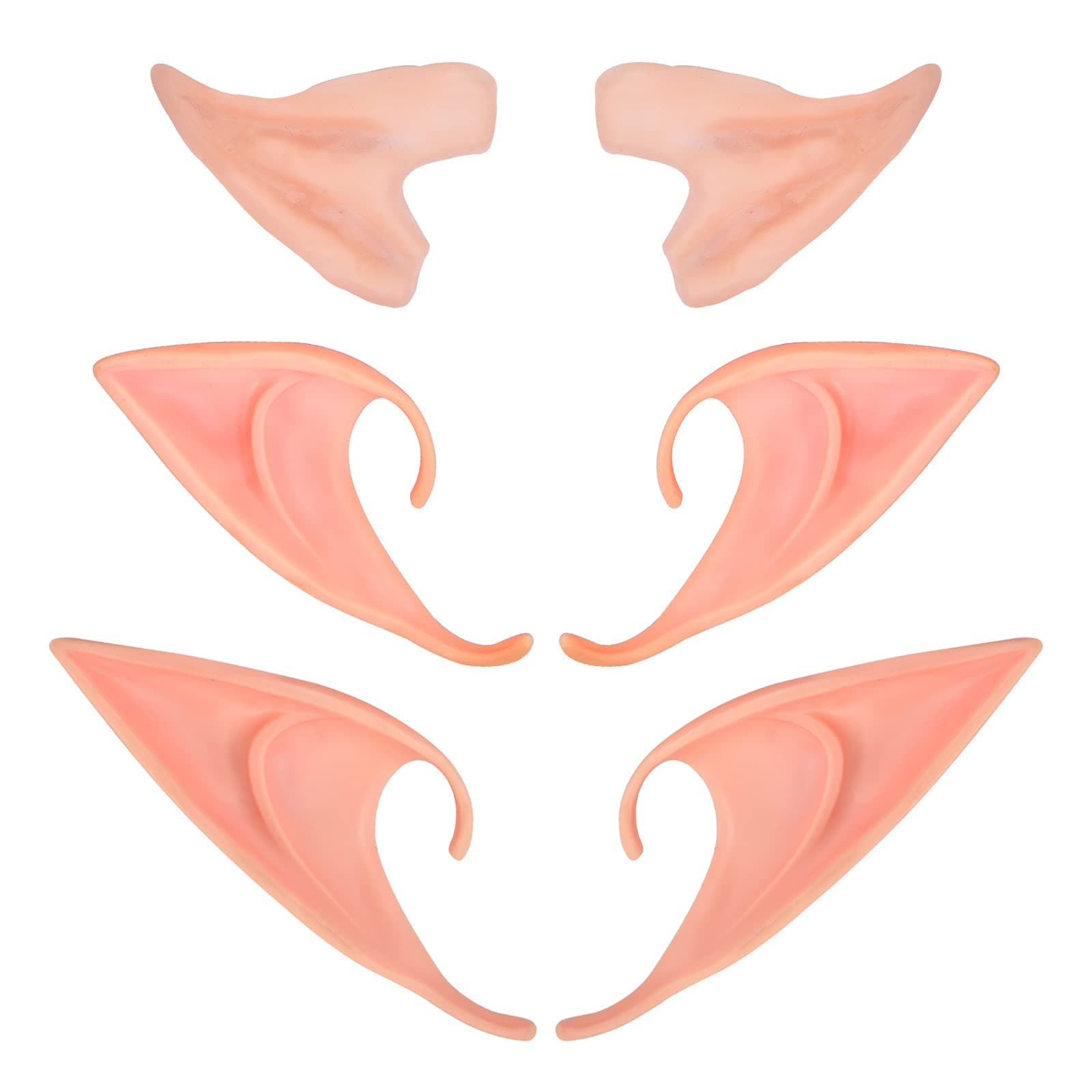 3 Pairs Latex Elf Ears Pixie Fairy Ear Soft Pointed Goblin Ears Alien Elven Prosthetic Ears Dress Up Costume Accessories for Anime,Cosplay, Masquerade,Halloween