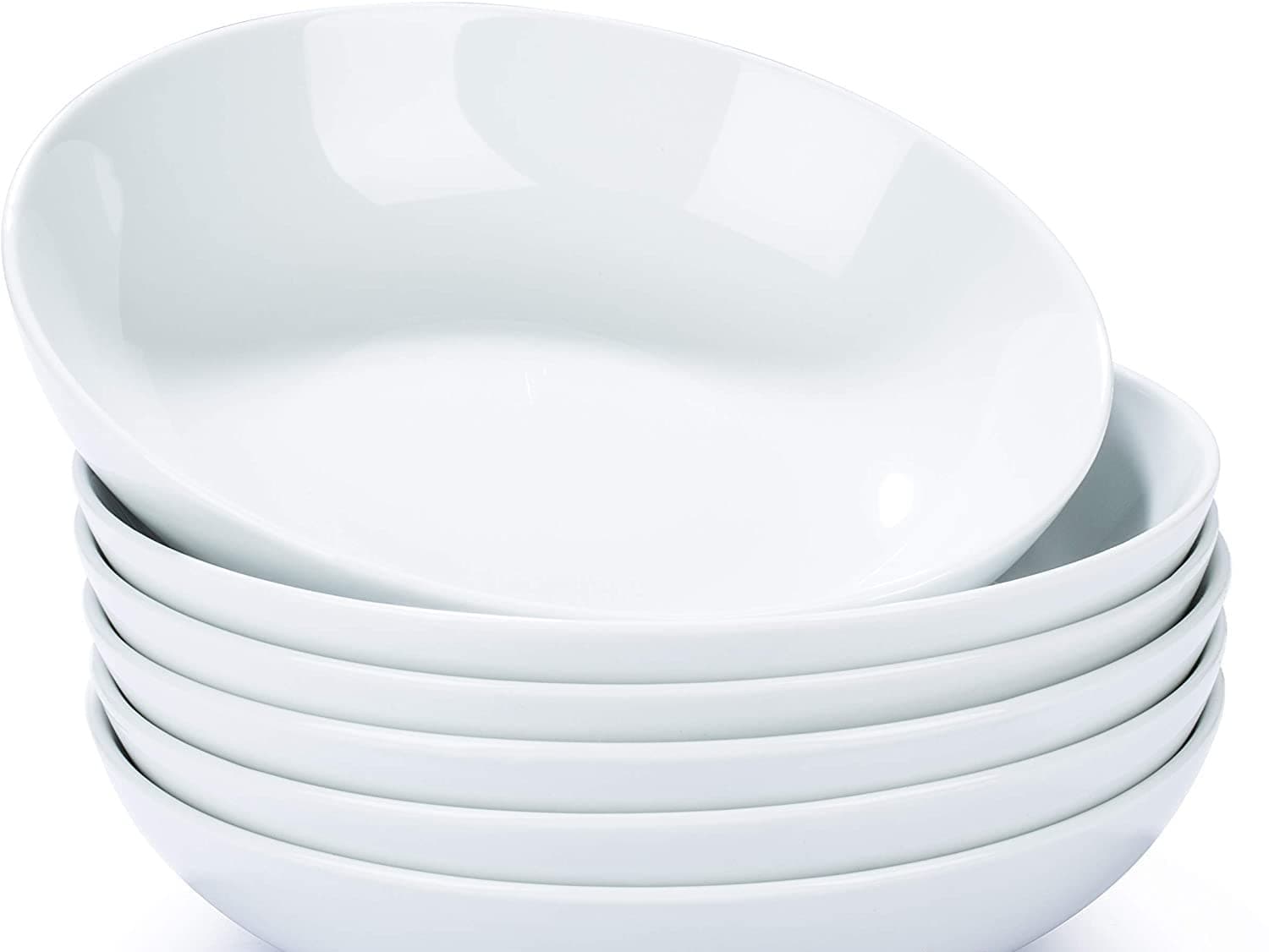 6 Piece White Pasta Bowl Set