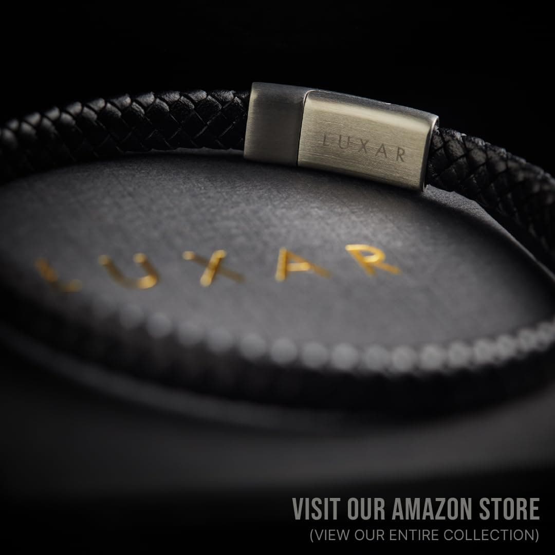 LUXAR Men’s Matte Black Solid Onyx Beaded Bracelet | Brushed 18K Gold Plated Signature Bead | Minimalist, Designer Jewelry for Men