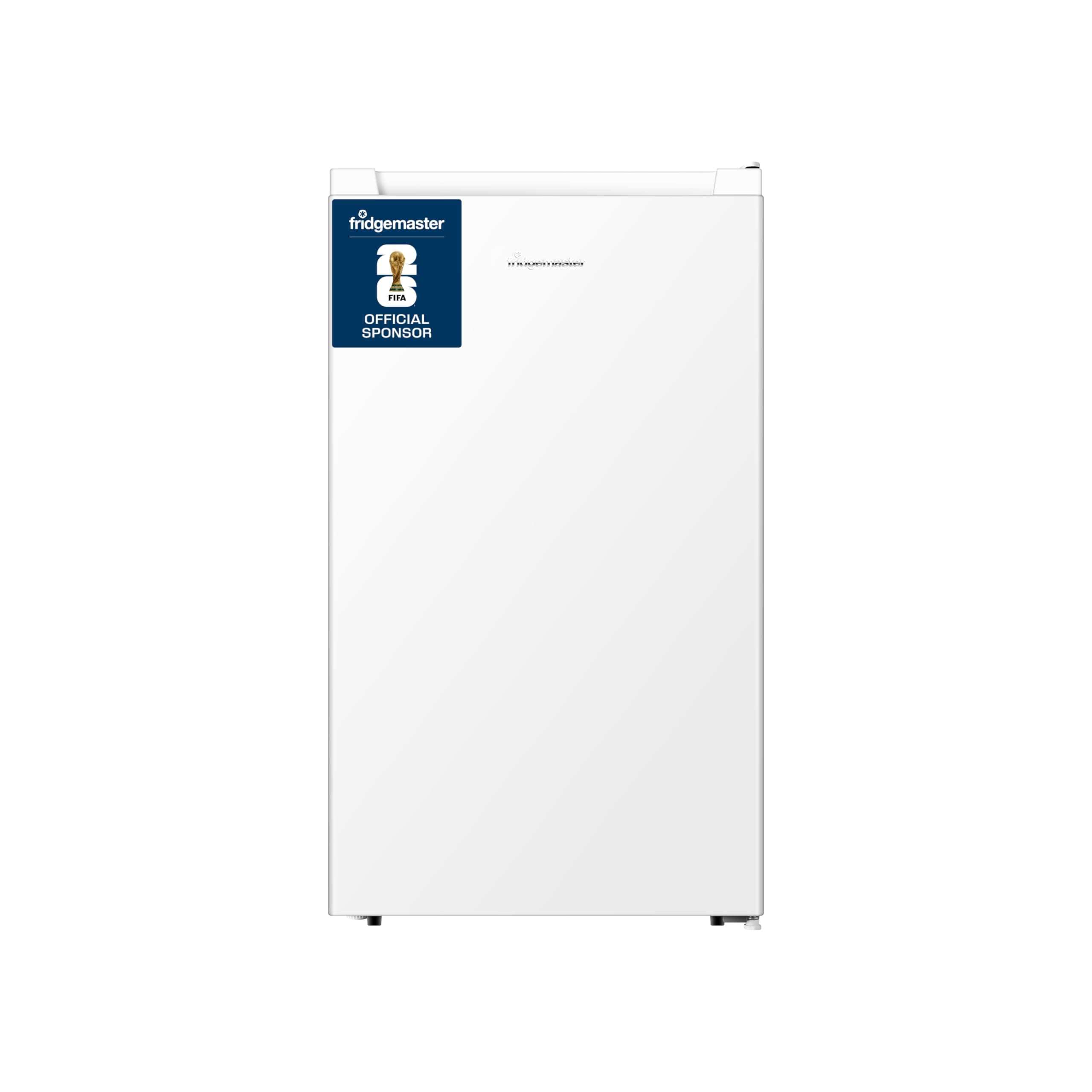 Fridgemaster MUL4892E 92L Under Counter Fridge with LED Lighting, Adjustable Temperature Control, Reversible Door and Salad Box, White, E Rated