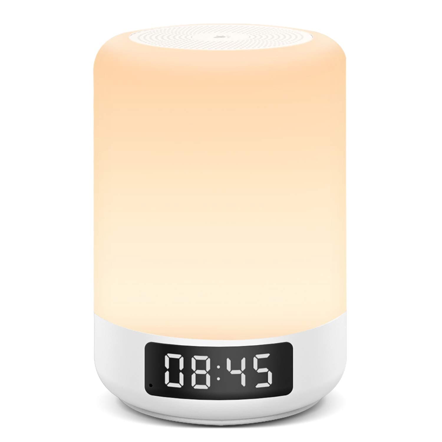 Touch Control Beside Lamp with Wireless Bluetooth Speakers, Yuanguo Wake Up Light Alarm Digital Clock Lamp with LED Dimmable Color Changing Night Mood Lights, Gift for Children, Family, Friends